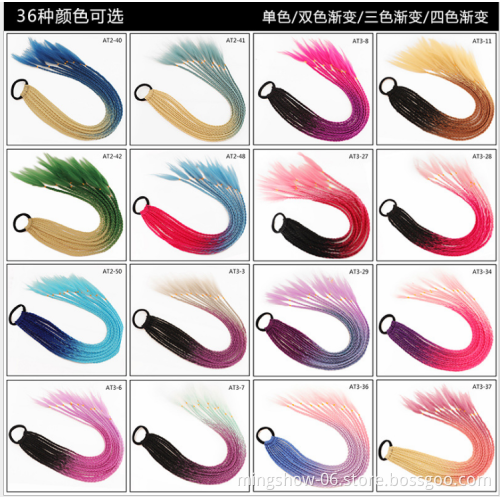 Hot Sale HighTemperature Silk Chemical Fiber Twist Braid Gradient Colorful  Style Braiding Ponytail Wigs hair extension